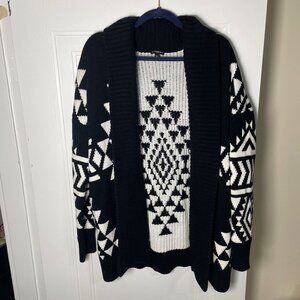 Cozy & Stylish Express Black & White Aztec Cardigan Sweater